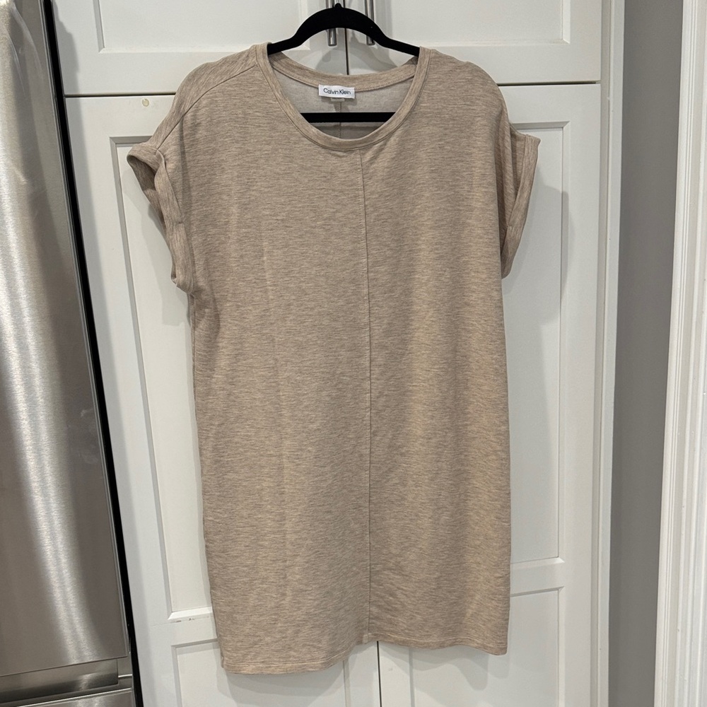 Calvin Klein Taupe Short Sleeve Tunic sweatshirt Dress